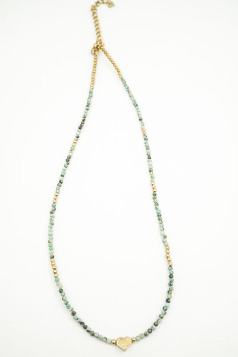 Kette 2mm afrikanischer Türkis mit Herz