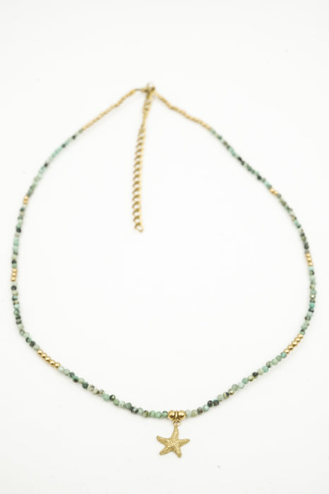 Kette 2mm afrikanischer Türkis mit Anhänger Seestern