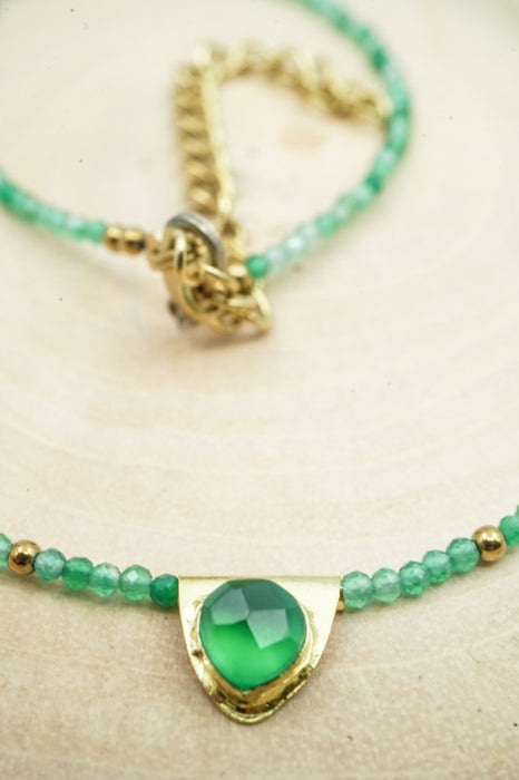 Kette 2mm grüne Jade mit 5mm Anhäger grüne Jade