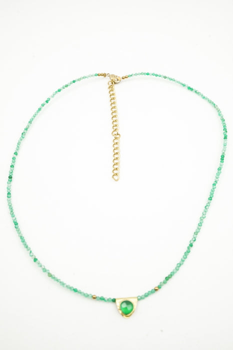 Kette 2mm grüne Jade mit 5mm Anhäger grüne Jade