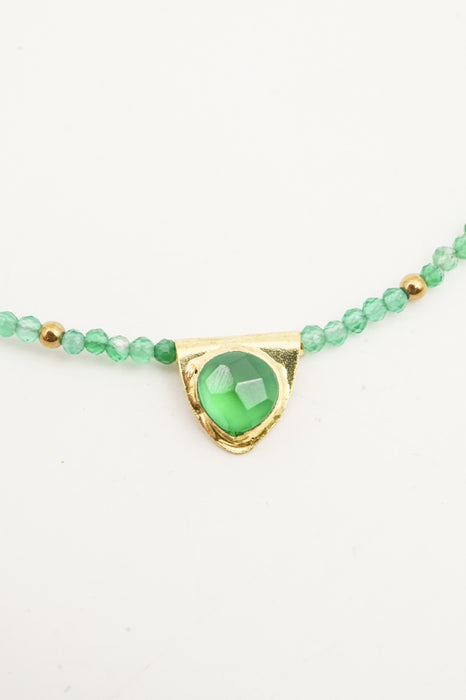 Kette 2mm grüne Jade mit 5mm Anhäger grüne Jade