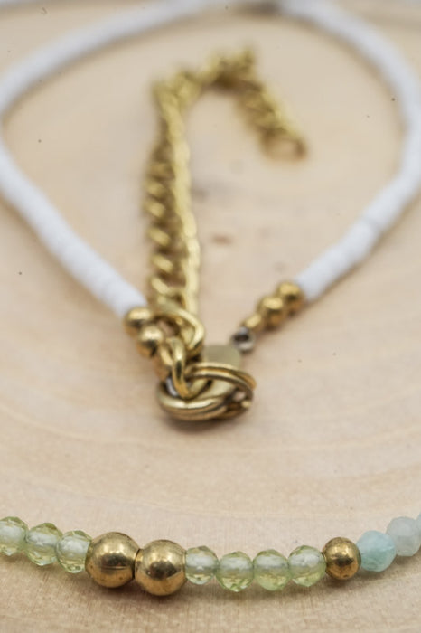 Collier en Afghanite et perles de 2mm de 7 variétés de pierres semi-précieuses
