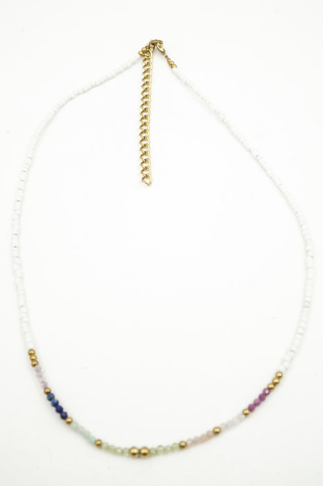 Collier en Afghanite et perles de 2mm de 7 variétés de pierres semi-précieuses