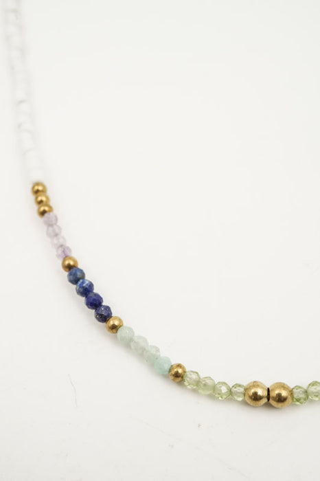 Collier en Afghanite et perles de 2mm de 7 variétés de pierres semi-précieuses