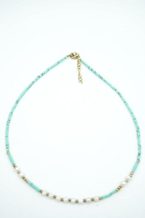 Kette Afghanstein türkis und 3mm Perlen