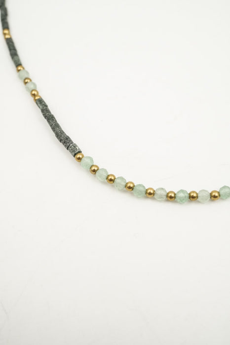 Kette Afghanstein afrikanischer Türkis und 3mm grüne Jade