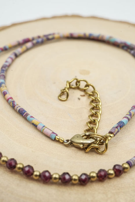 Kette Afghanstein multicolor und 3mm Granat