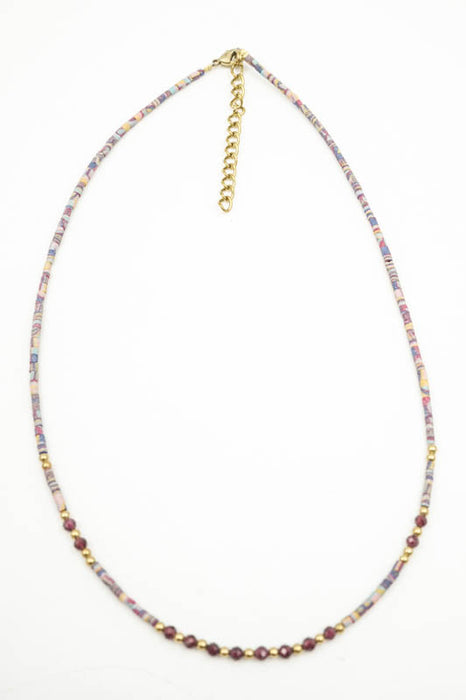 Kette Afghanstein multicolor und 3mm Granat