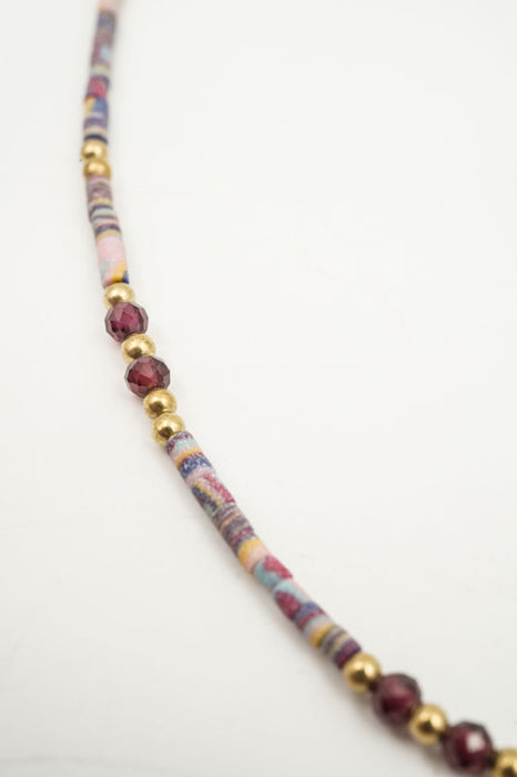Kette Afghanstein multicolor und 3mm Granat