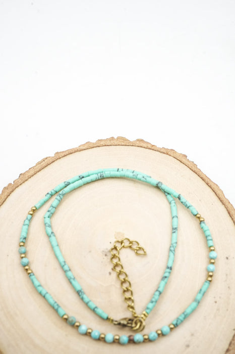 Collier afghan en turquoise et turquoise 3mm