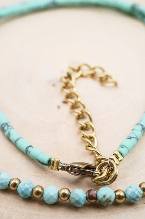 Collier afghan en turquoise et turquoise 3mm
