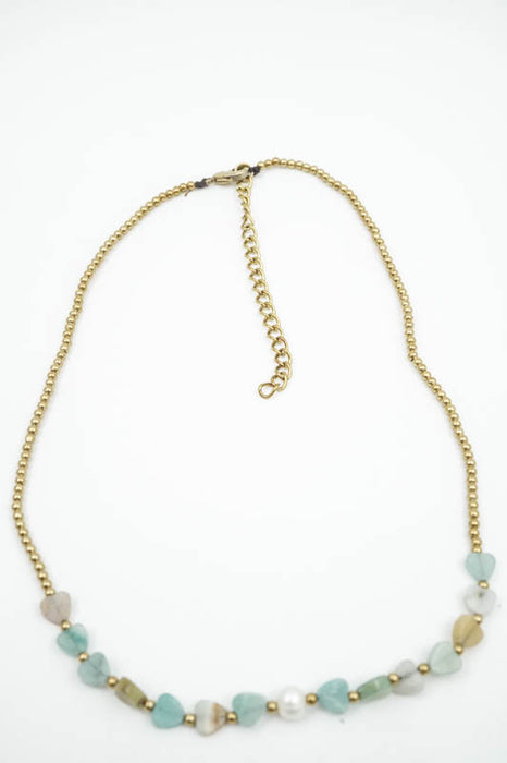 Kette Herz Amazonit mit Perle