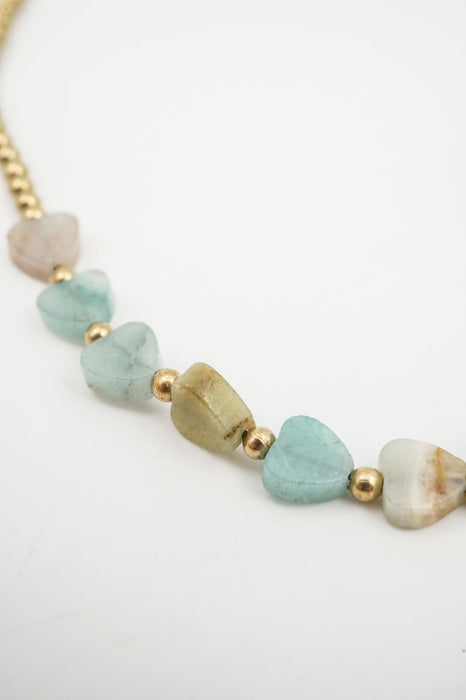 Kette Herz Amazonit mit Perle