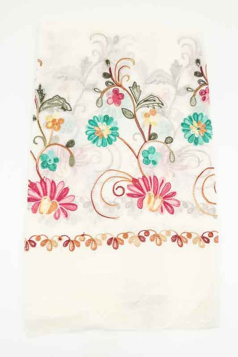 Schal Baumwolle hellgelb Blumenmuster gestickt multicolor  90x180cm