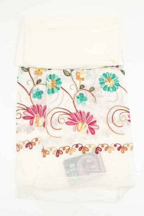 Schal Baumwolle hellgelb Blumenmuster gestickt multicolor  90x180cm