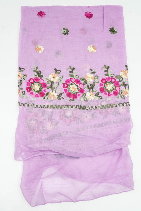 Schal Baumwolle lila Blumenmuster gestickt multicolor  90x180cm