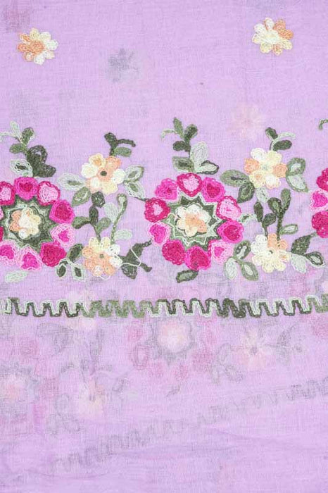 Schal Baumwolle lila Blumenmuster gestickt multicolor  90x180cm