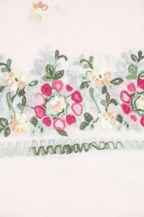 Schal Baumwolle rosa Blumenmuster gestickt multicolor  90x180cm