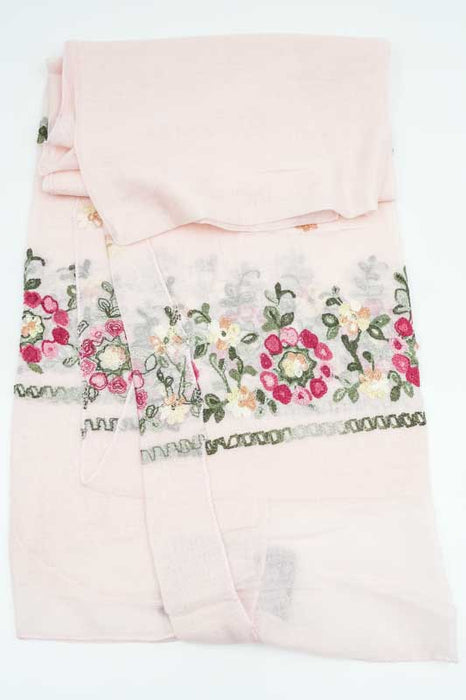 Schal Baumwolle rosa Blumenmuster gestickt multicolor  90x180cm