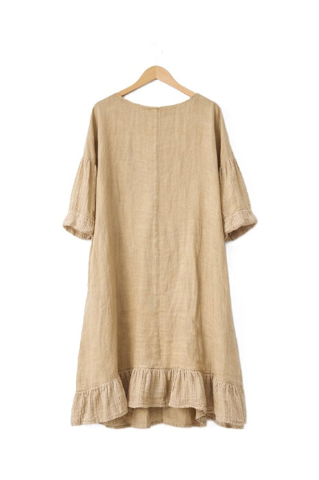 Robe en lin longue camel - Taille unique