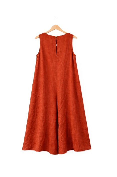 Leinenjumpsuit rostrot - One Size