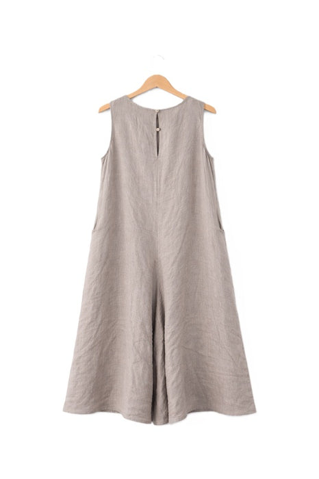 Leinenjumpsuit taupe - One Size