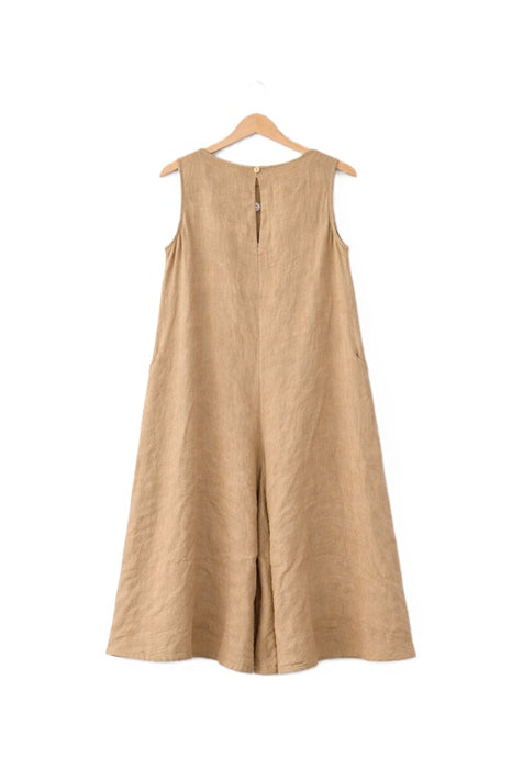 Leinenjumpsuit camel - One Size