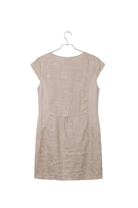 Robe en lin à manches courtes taupe - Taille unique