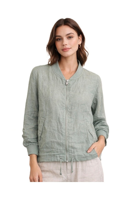 Veste en lin zippée kaki - Taille unique