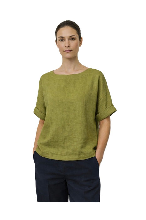 Top en lin vert olive - Taille unique