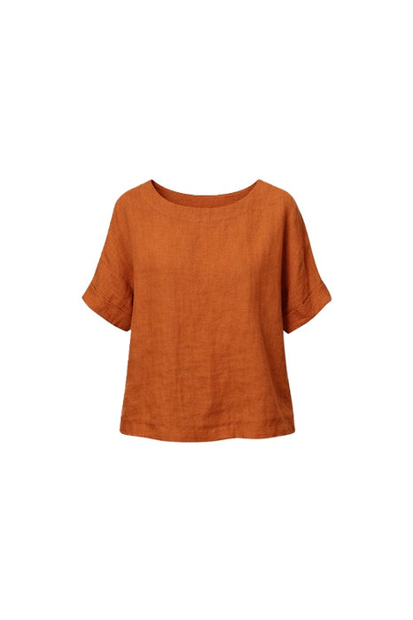 Haut en lin rouille - Taille unique