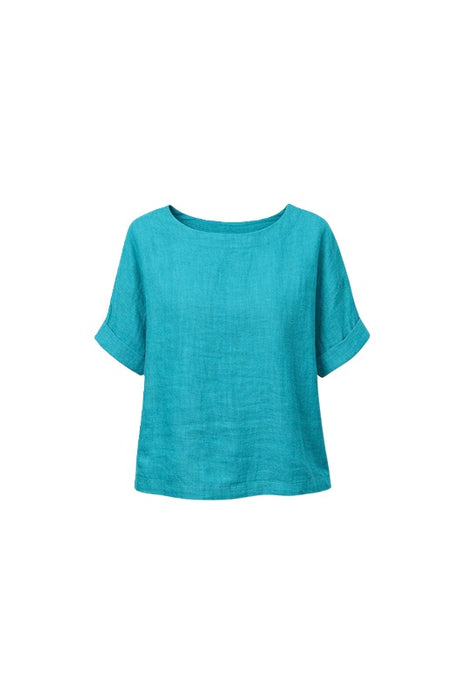 Top en lin turquoise - Taille unique