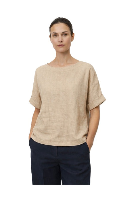 Haut en lin camel - Taille unique