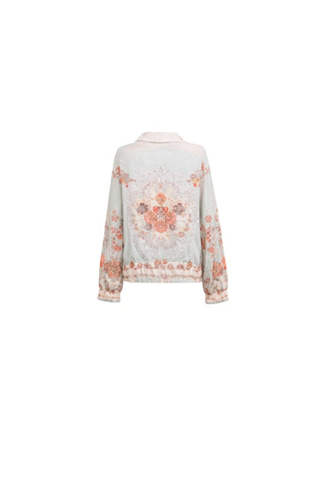 Jacke mit Blumenmuster hellgrün/beige/orange - One Size