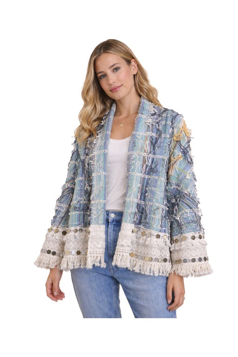 Jacke Baumwolle hellblau/beige/gelb - One Size