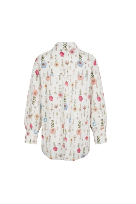 Bluse langarm Baumwolle Blumen - One Size