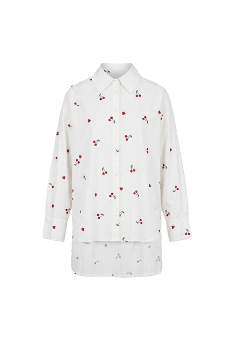 Bluse langarm Baumwolle Kirschen - One Size