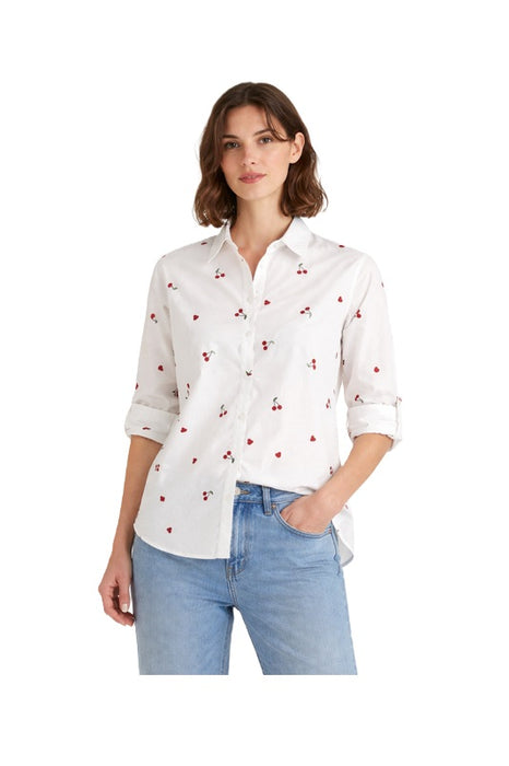 Bluse langarm Baumwolle Kirschen - One Size