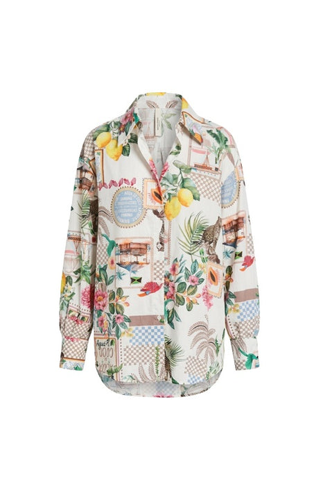 Bluse langarm Baumwolle Zitronen - One Size