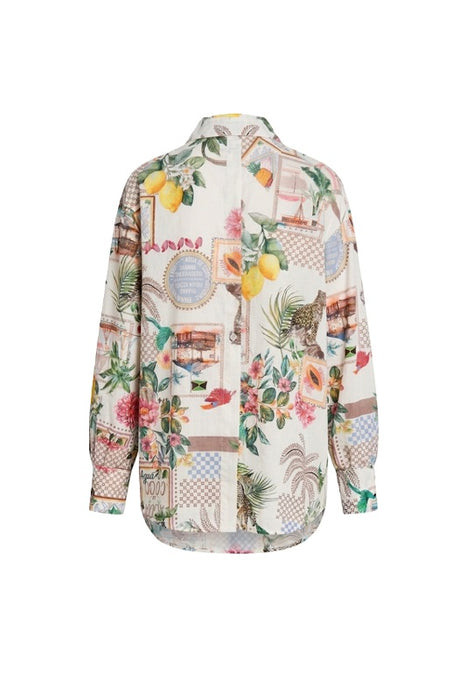 Bluse langarm Baumwolle Zitronen - One Size