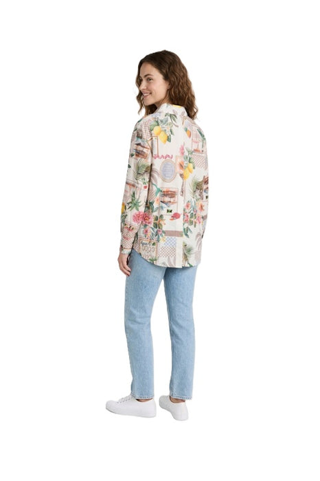 Bluse langarm Baumwolle Zitronen - One Size