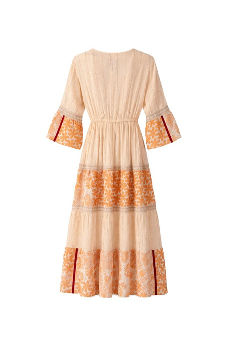 Dress long rayon apricot/orange/gold-colored - One Size