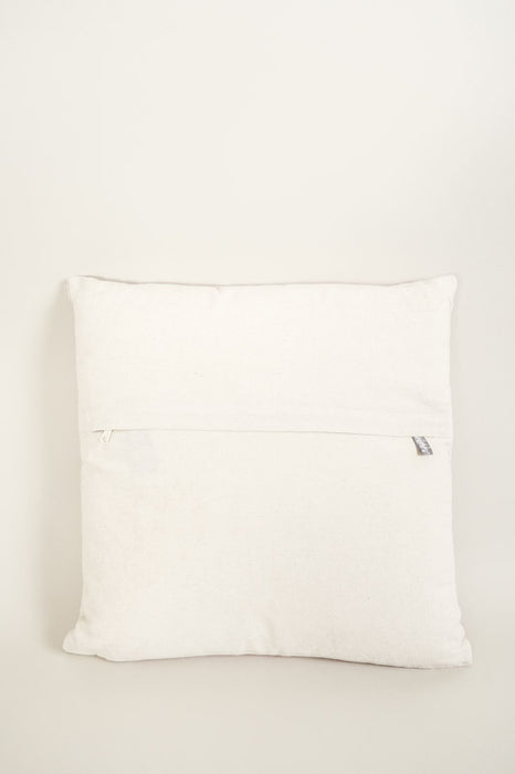 Coussin décoratif en velours de coton beige avec broderies de fougères et de fleurs 45x45cm