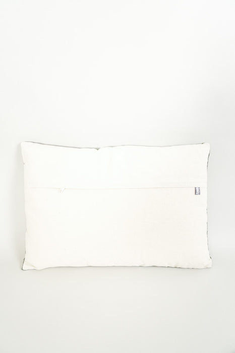 Coussin décoratif en velours de coton kaki brodé d’oiseaux et de fleurs jaune/bleu clair/abricot 40 x 60 cm