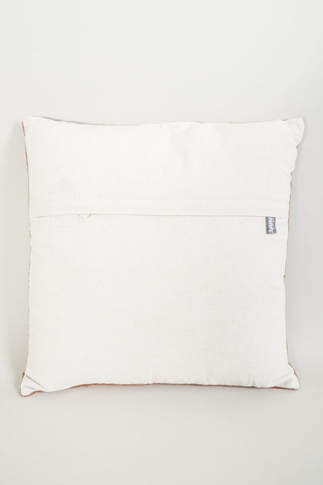 Decorative cushion cotton velvet terracotta with white/light green floral embroidery 45x45cm