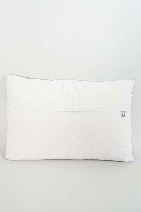 Coussin décoratif en velours de coton gris argenté avec broderies florales rose/rouge/jaune clair 40x60cm