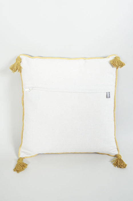 Coussin décoratif en velours de coton gris argenté brodé de motifs floraux rouge/rose/vert/jaune/blanc 45x45cm
