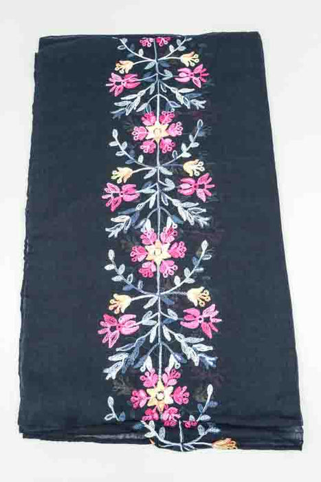 Baumwollschal schwarz Blumenmuster gestickt multicolor 90x180cm