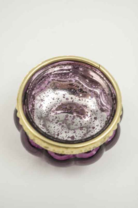 Windlicht Glas/Messing lila 6x6x3.5cm