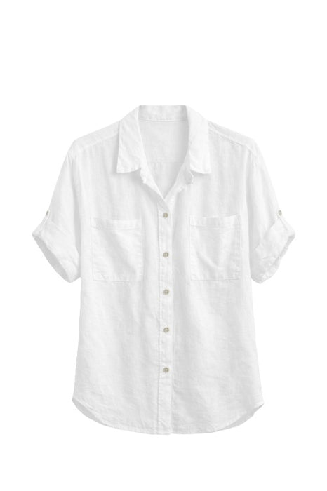 Leinenbluse kurzarm weiss - One Size